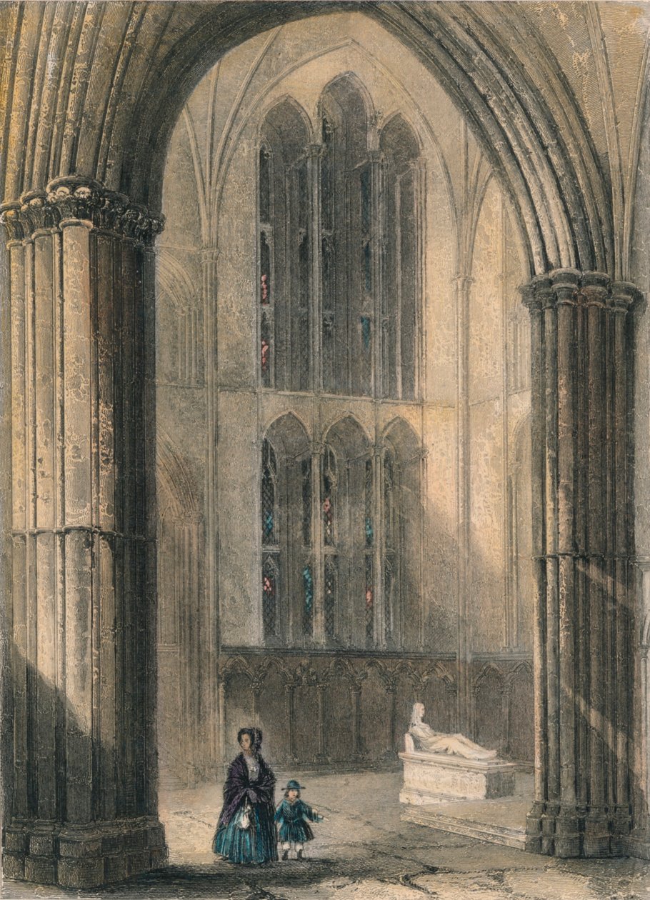 Worcesteri katedrális: Kórus északi kereszthajója, 1836 alkotó: Henry Winkles