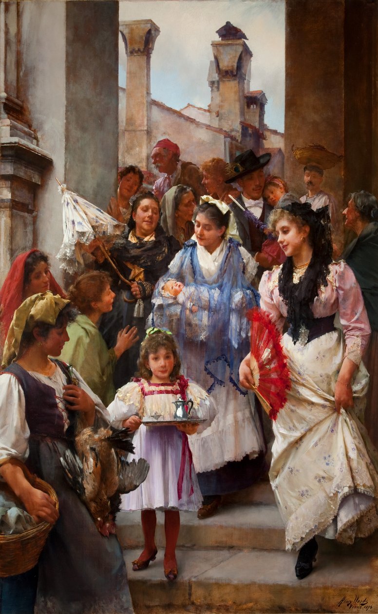 Egy velencei keresztelő parti, 1896, olaj, vászon alkotó: Henry Woods
