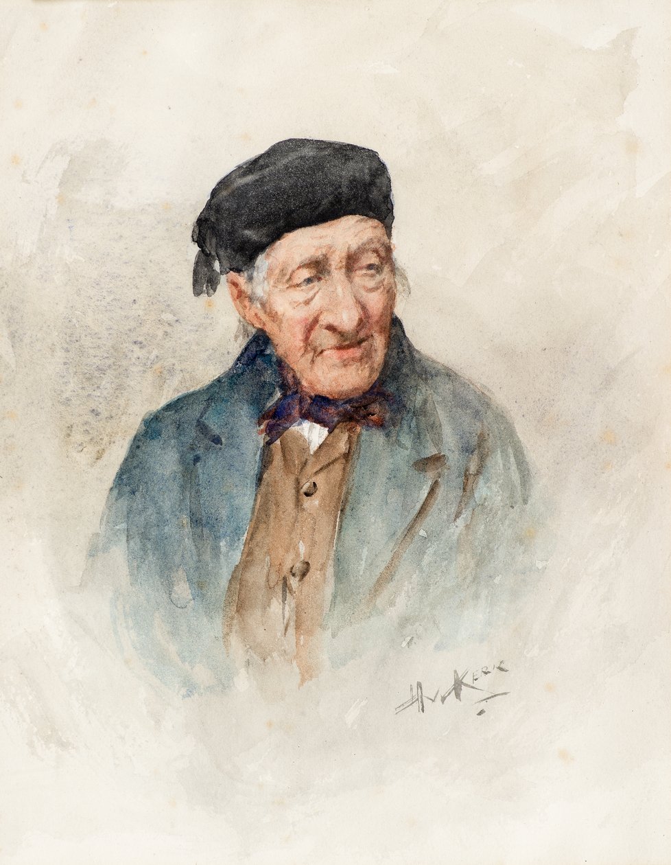 Egy öregember portréja (akvarell) alkotó: Henry Wright Kerr