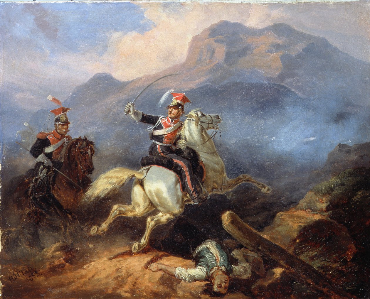 Kozietulski a somosierrai csatában 1808-ban, 1855-ben alkotó: Henryk Pillati