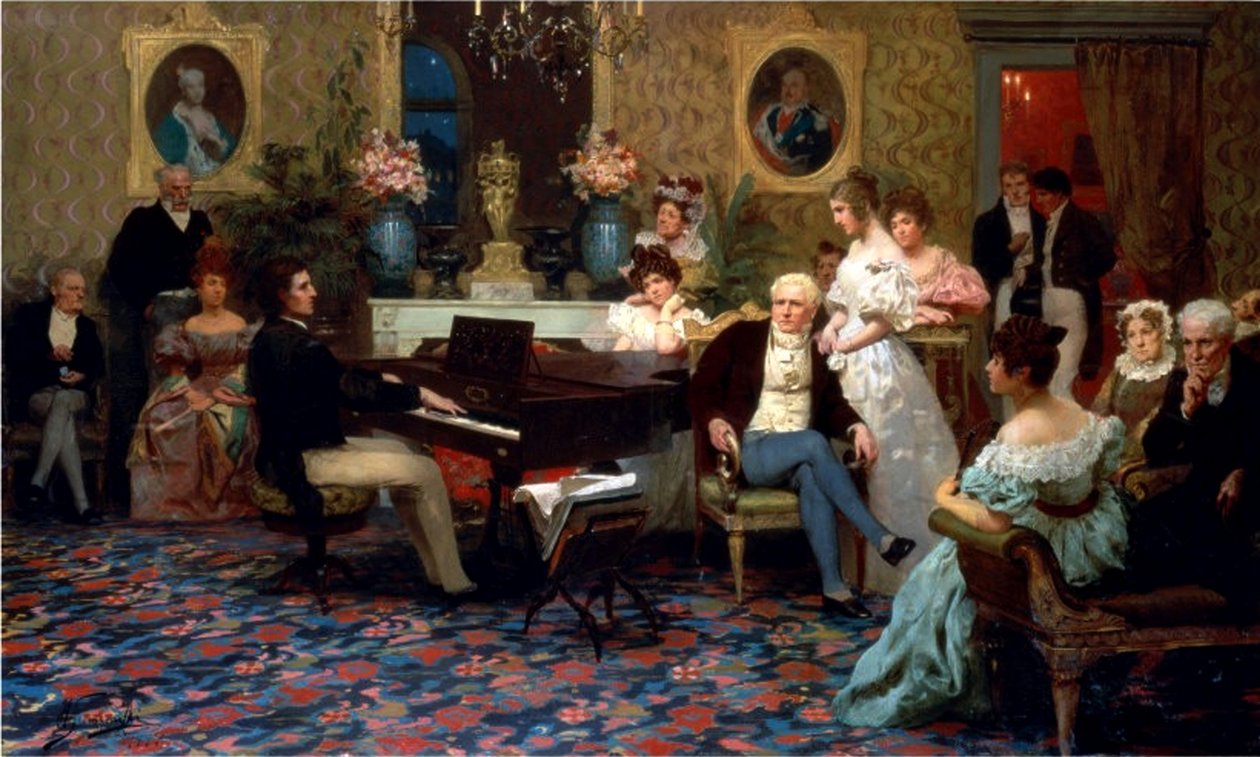 Chopin zongorázik a Prince Radziwills Szalonban, 1887 alkotó: Henryk Siemiradzki