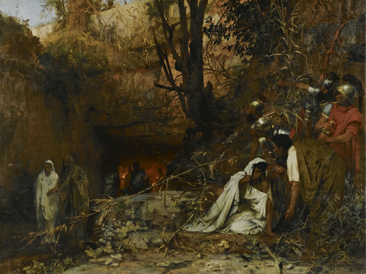 Keresztényüldözők a katakombák bejáratánál, 1874 alkotó: Henryk Siemiradzki