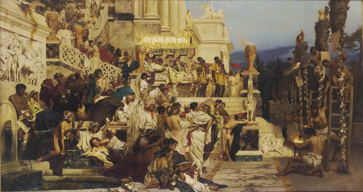 A kereszténység vezető fénye. Néros fáklyák, 1882 alkotó: Henryk Siemiradzki