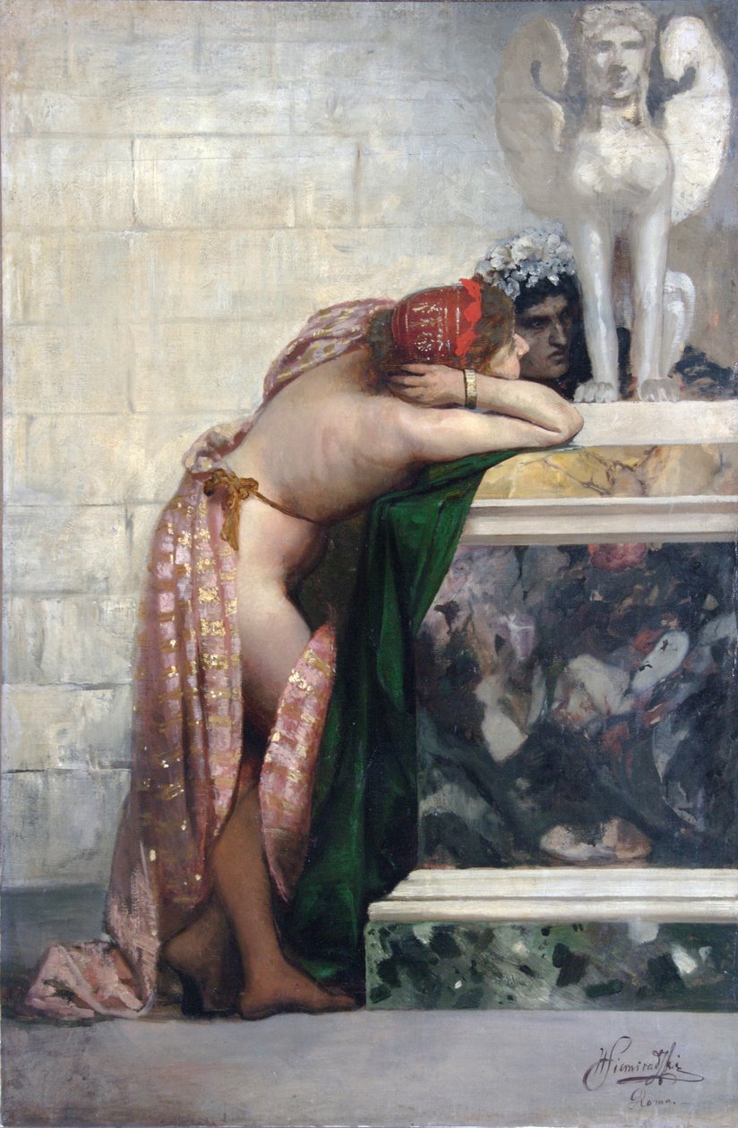 Két figura egy szfinxszobor mellett, 1870-es évek. alkotó: Henryk Siemiradzki