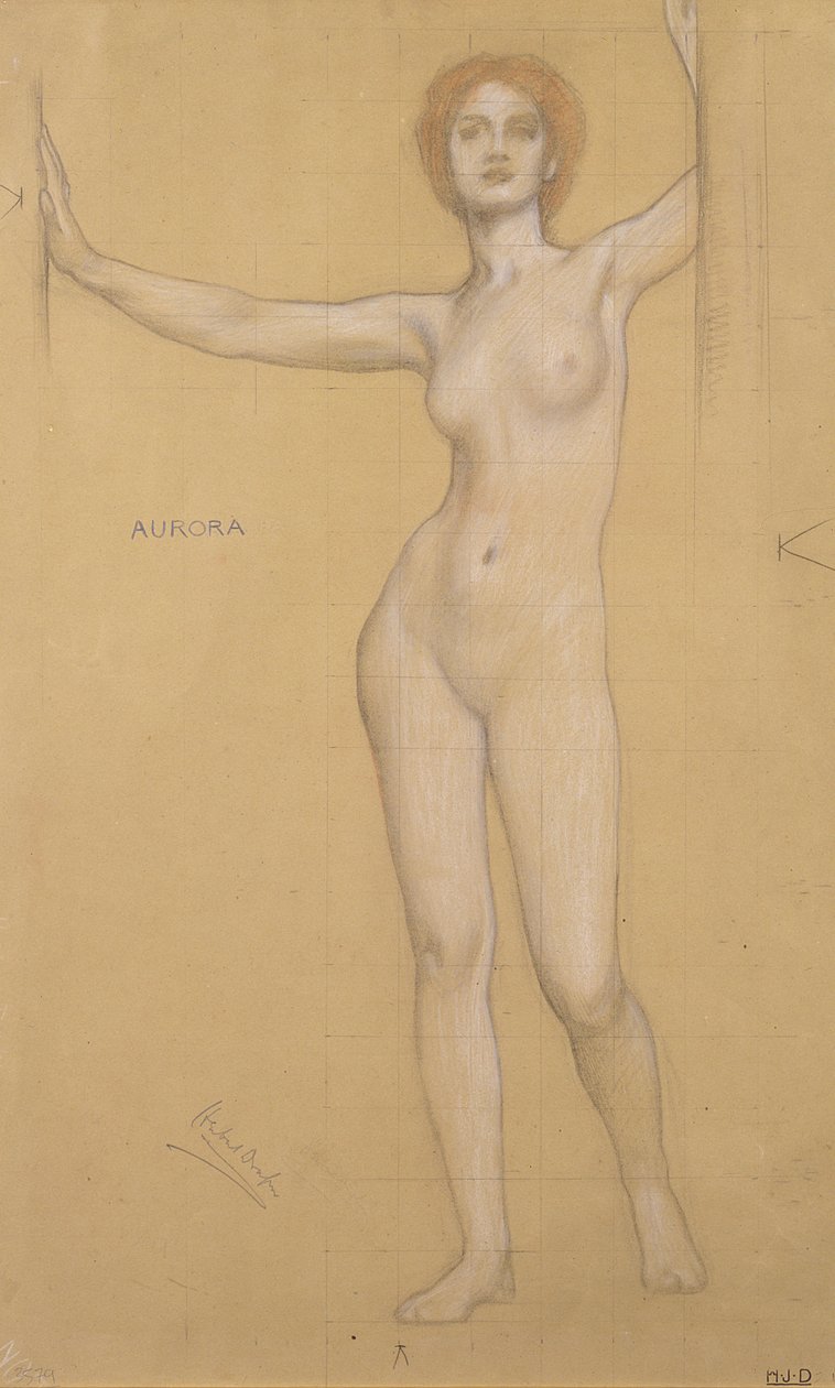 Aurora – Tanulmány a Hajnal Kapujához (kréta papíron) alkotó: Herbert James Draper