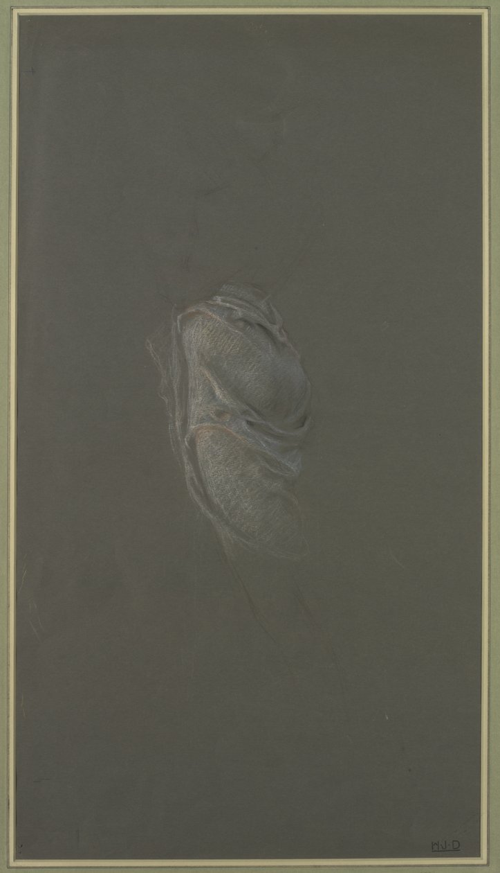 Drapéria tanulmány a „Nap és a Hajnalcsillag” számára (rózsaszín, kék, fekete és fehér kréta szürke papíron) alkotó: Herbert James Draper