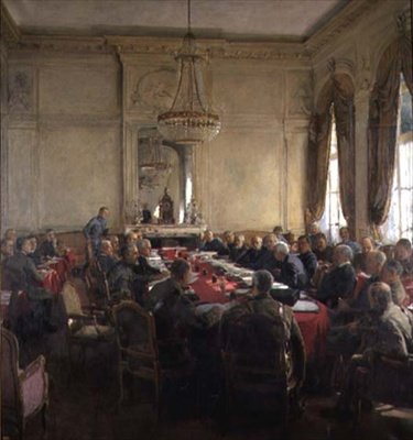 A Szövetséges Felsőbb Tanács ülése a Versailles-i Trianon-palotában 1918. július alkotó: Herbert Arnould Olivier
