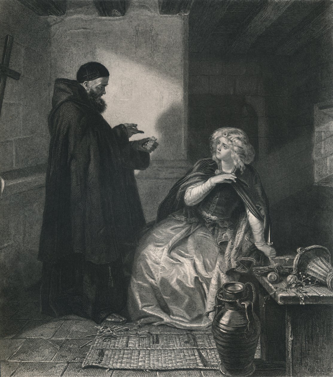 Júlia Lőrinc Rómeó és Júlia testvér cellájában, 1870 alkotó: Herbert Bourne