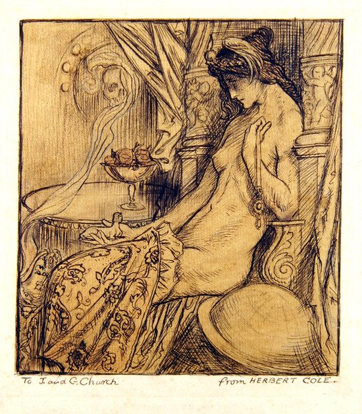 A Szfinx (tinta, ceruza és akvarell papíron) alkotó: Herbert Cole