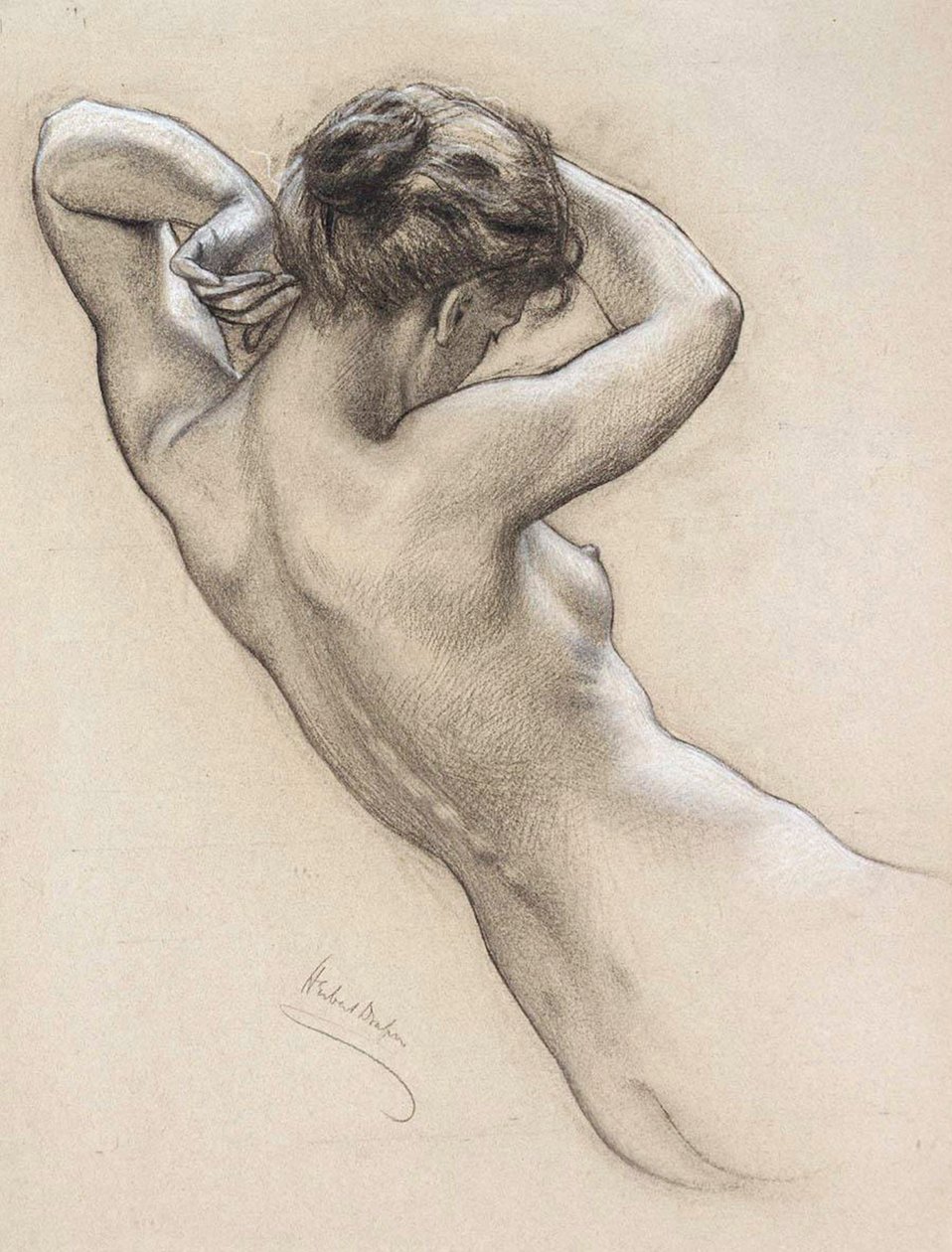 Tanulmány egy vízi nimfának, a 19. század végén vagy a 20. század elején. alkotó: Herbert James Draper