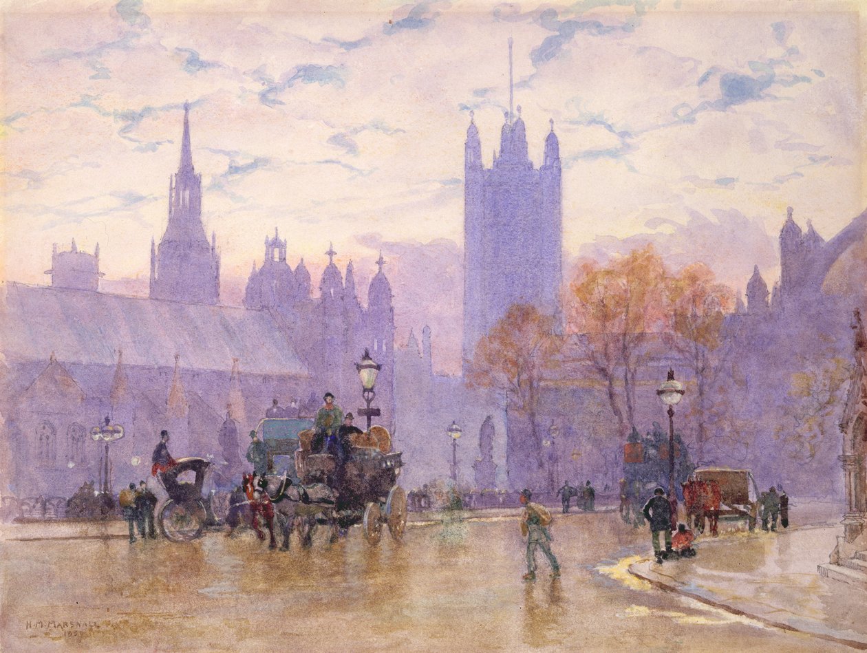 Reggel a Parlament téren, 1889 (wc papíron) (26735 pár) alkotó: Herbert Menzies Marshall