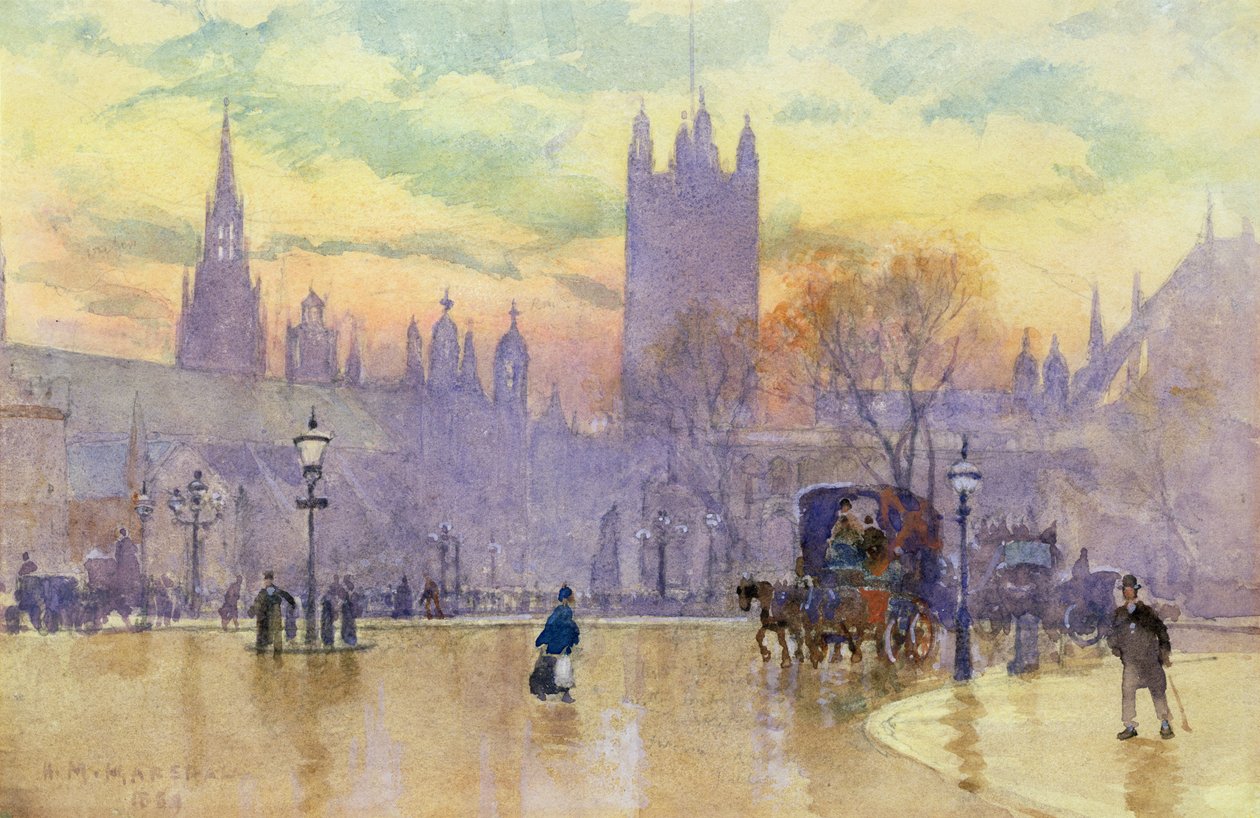 Parlament tér alkonyatkor, 1889 (wc papíron) (105487 pár) alkotó: Herbert Menzies Marshall