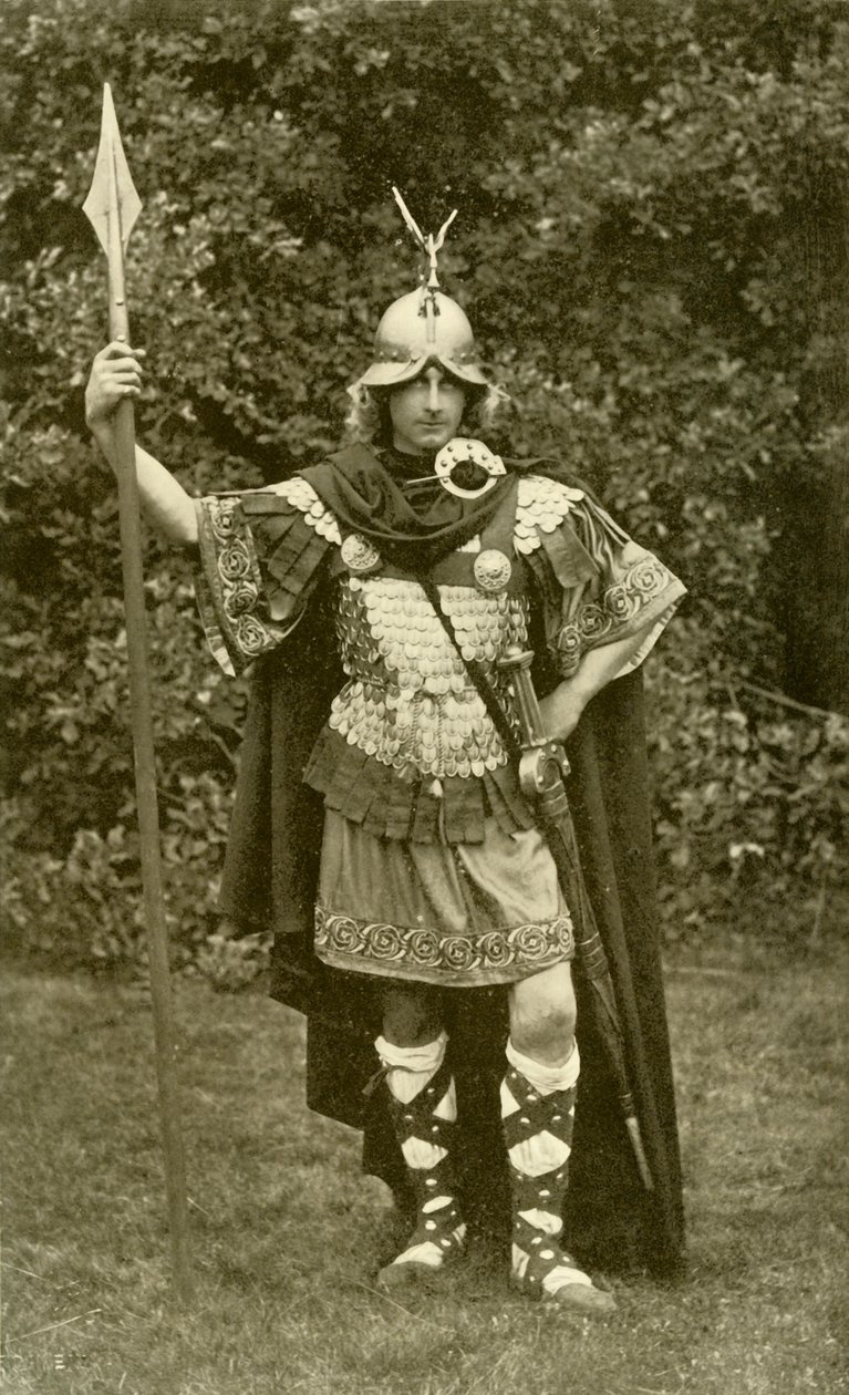 Arthur királyt ábrázolja a brit törzsfőnök jelmezében, Kr.u. 6. században, 1924 alkotó: Herbert Norris