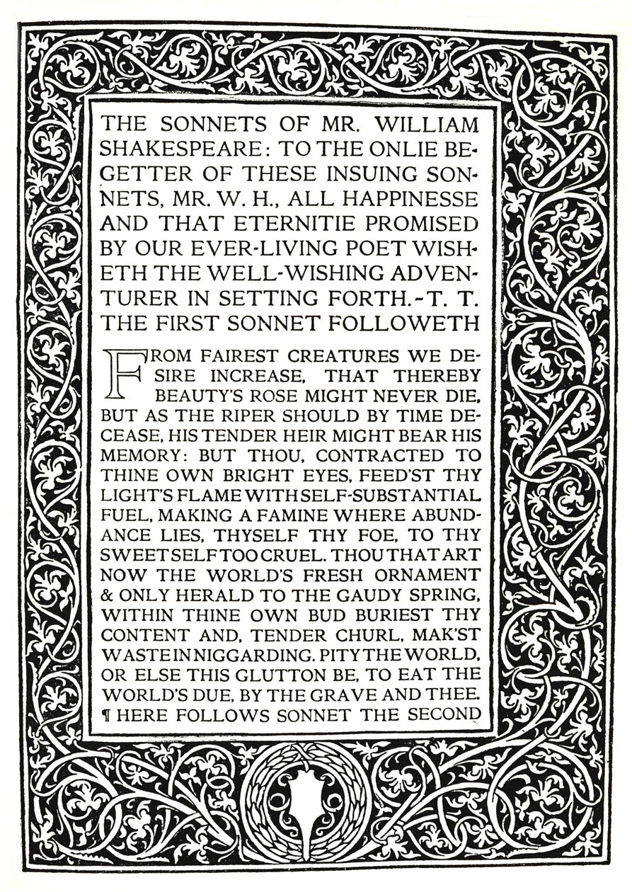 Riccardi Press: Oldal a Shakespeare szonettjéből, 1914 körül alkotó: Herbert Percy Horne