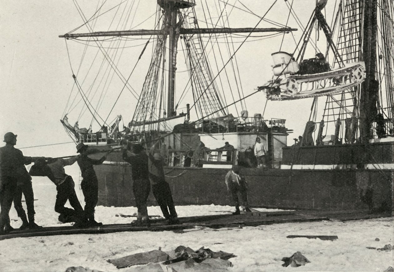 Motoros szánkó leszállása, c19101913, 1913 alkotó: Herbert Ponting