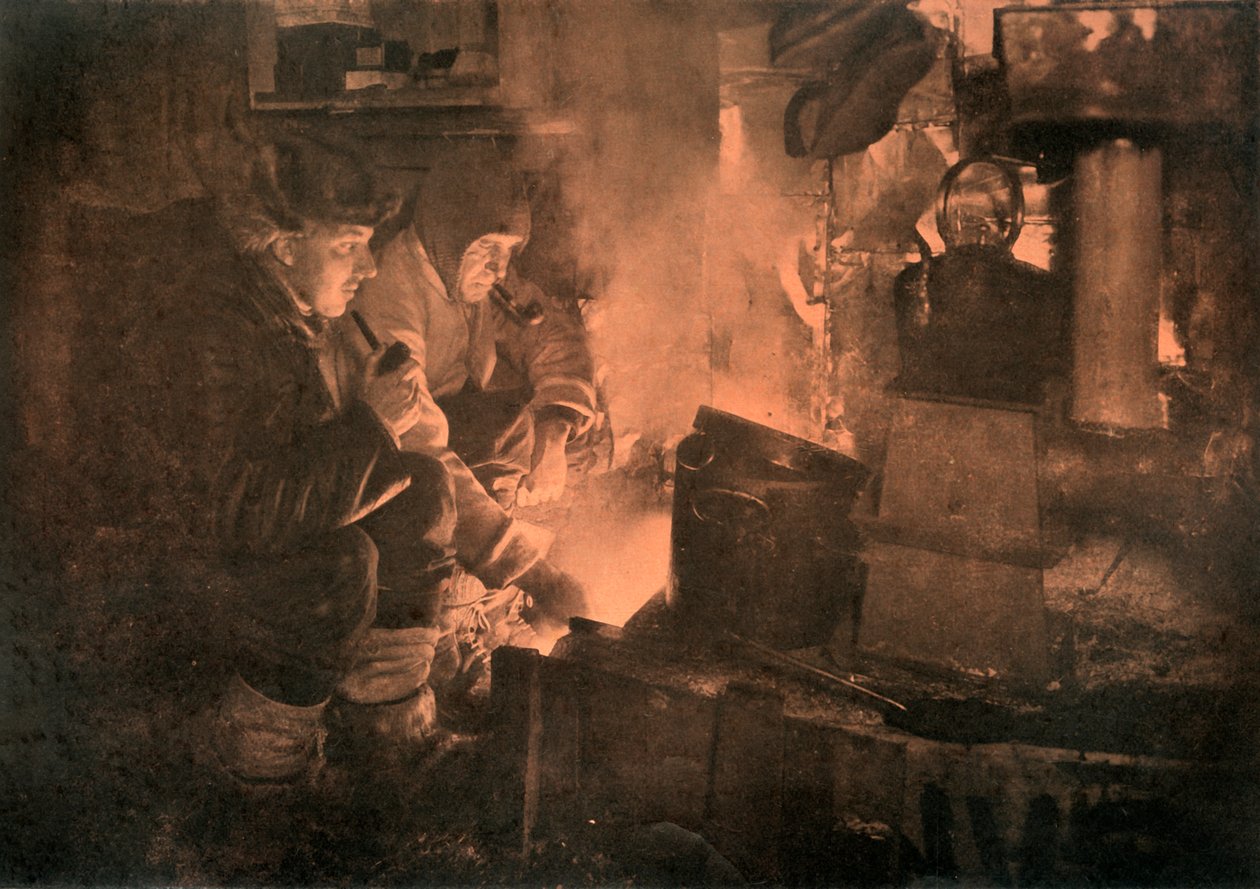 Oates és Meares az istállóban, 1911, 1913 alkotó: Herbert Ponting