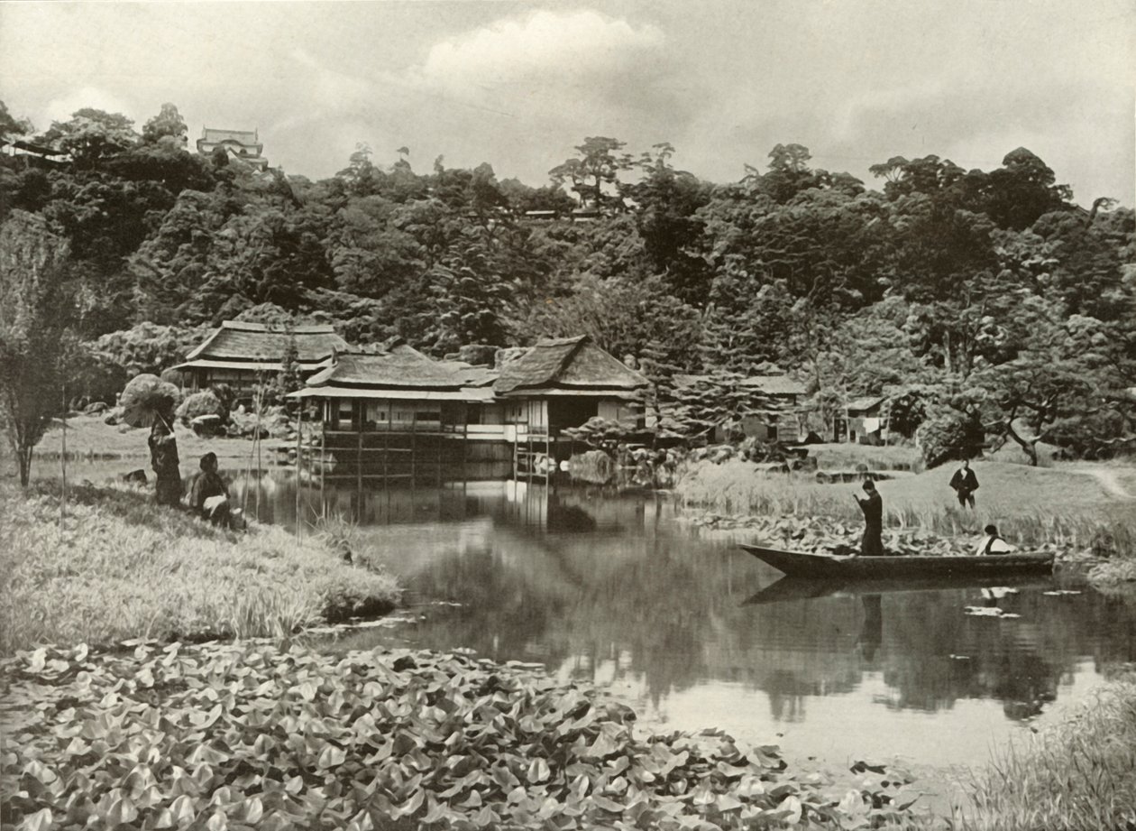 A Ha-Kei-Tei fogadó és kert Hikonében, 1910. alkotó: Herbert Ponting