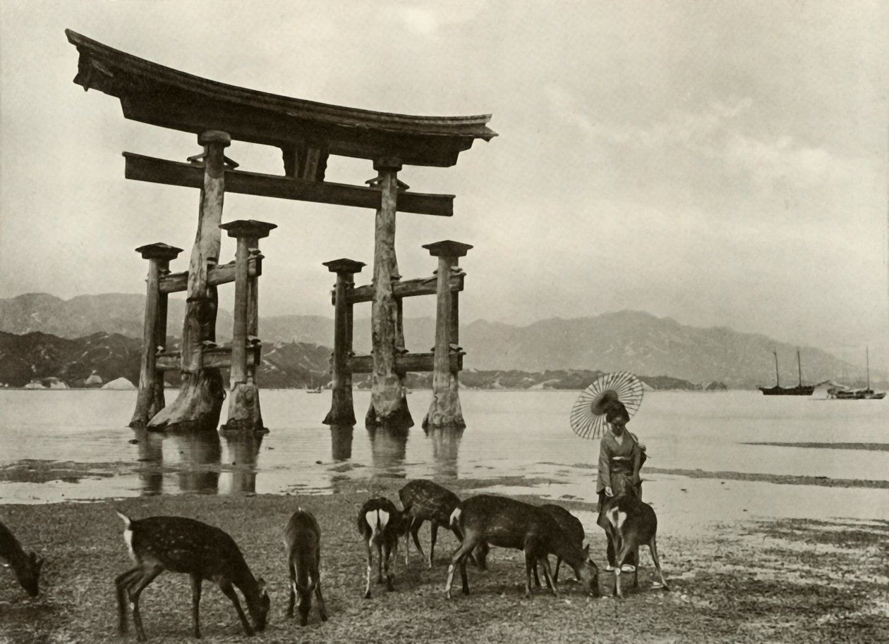 A régi torii Miyajimában, 1910. alkotó: Herbert Ponting