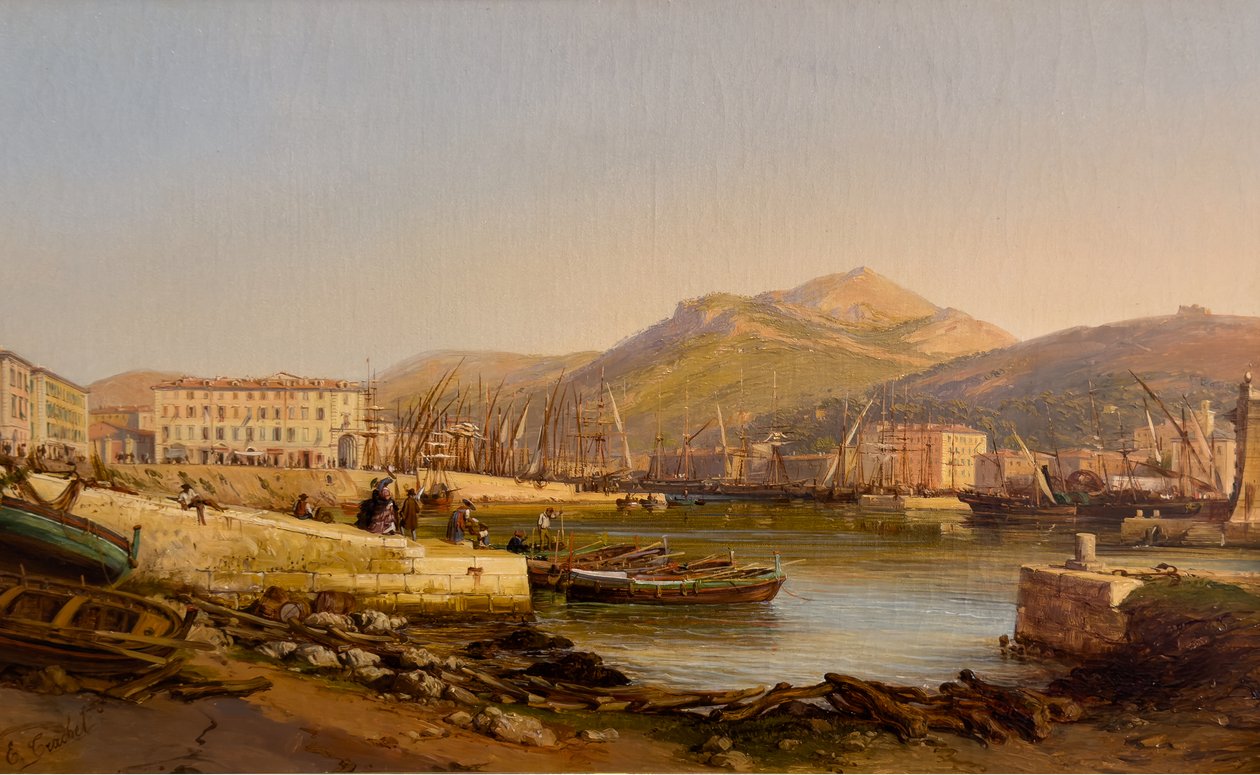 A nizzai kikötő, 1860 körül (Olaj, vászon) alkotó: Hercule Trachel