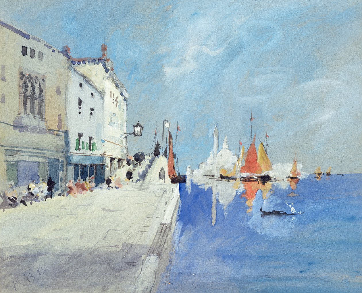 A Fondamenta delle Zattere, Velence (ceruza és gouache) alkotó: Hercules Brabazon Brabazon