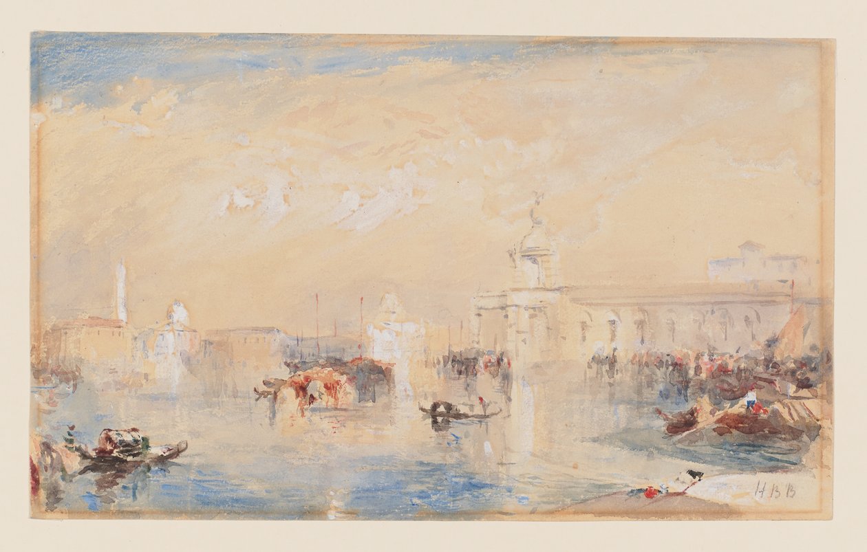 Tájkép Turner „A Dogana, San Giorgio, Citella, Európa lépcsőiről” című műve után (akvarell, testfesték és ceruza papíron) alkotó: Hercules Brabazon Brabazon