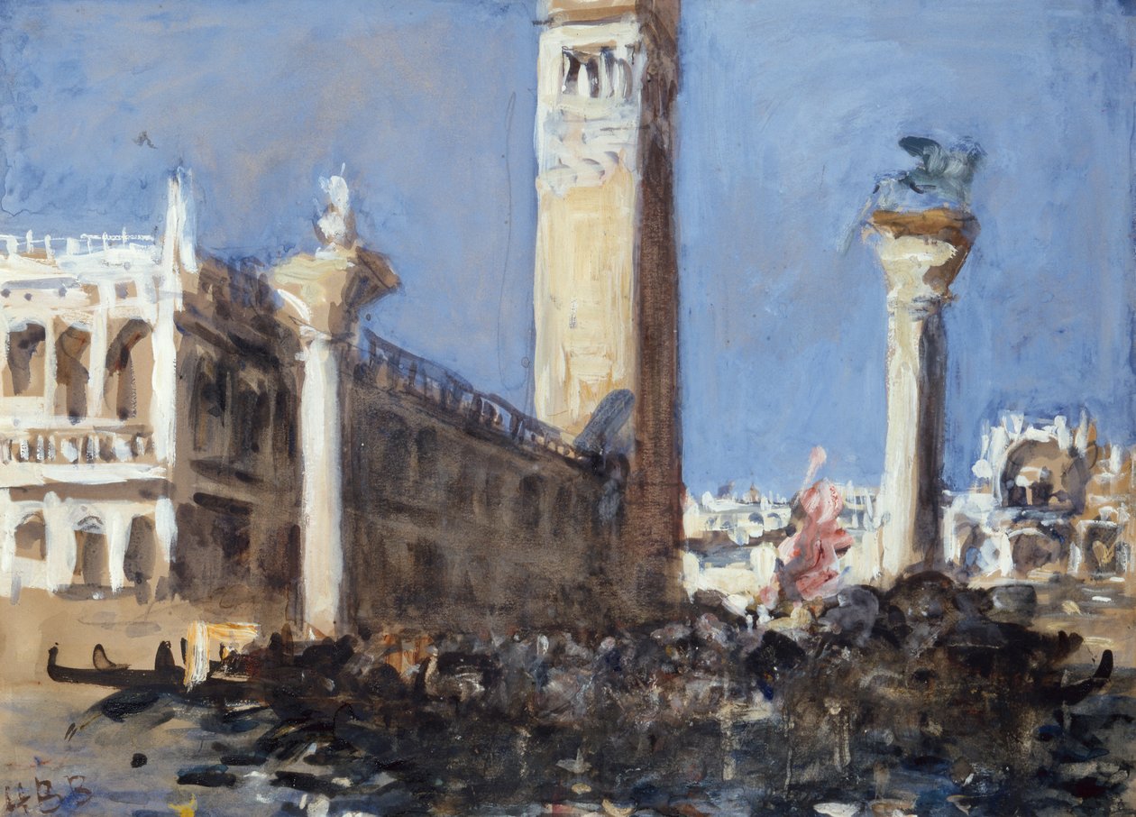 Piazzetta a csatornáról (ceruza, akvarell és testszín) alkotó: Hercules Brabazon Brabazon