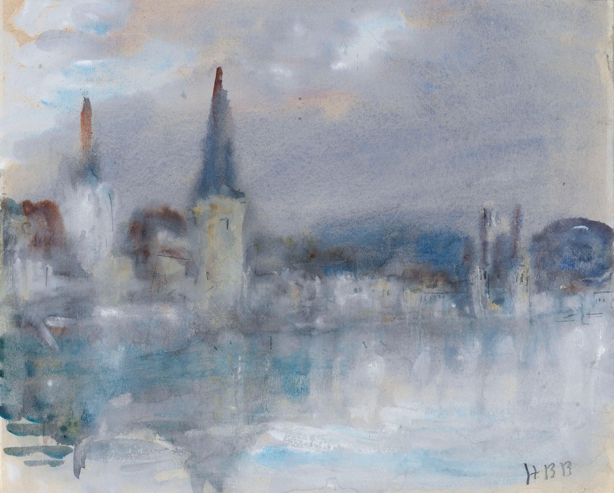 A Kápolna-híd és a székesegyház, Luzern, Svájc, egy esős napon alkotó: Hercules Brabazon Brabazon