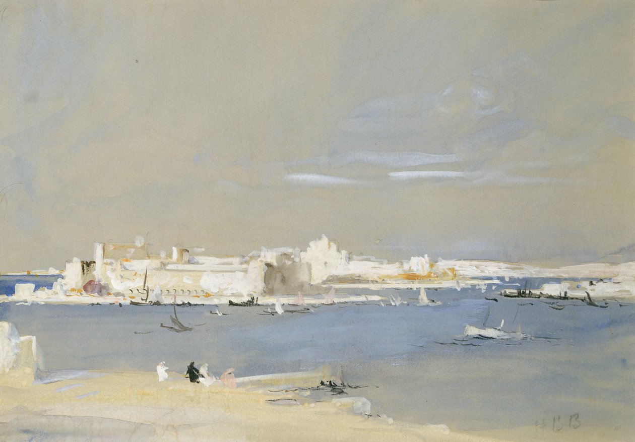The Harbour, Valletta, Málta (wc és testszín színezett papíron) alkotó: Hercules Brabazon Brabazon