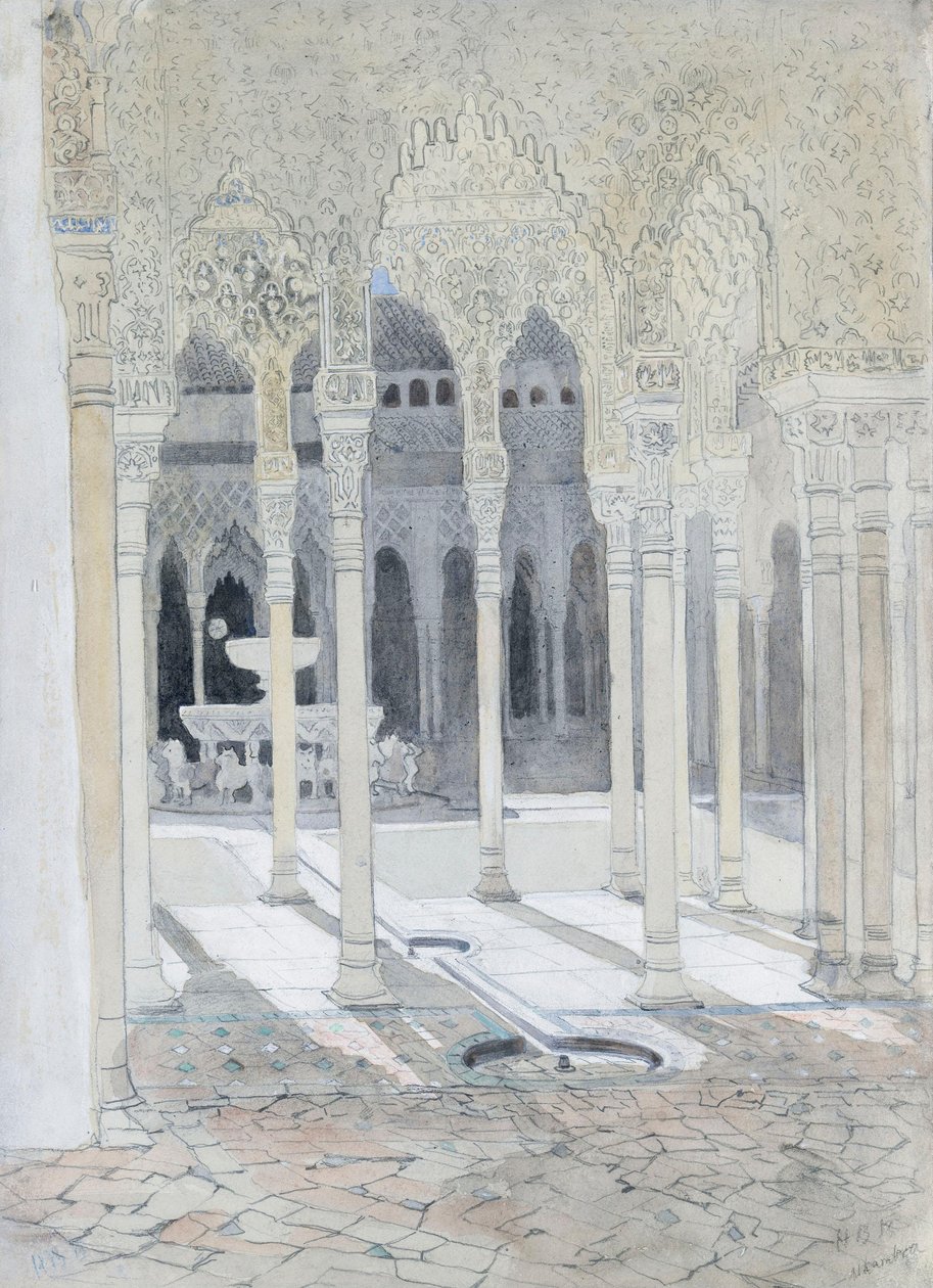 Az Oroszlánudvar, az Alhambra, Granada, Spanyolország alkotó: Hercules Brabazon Brabazon
