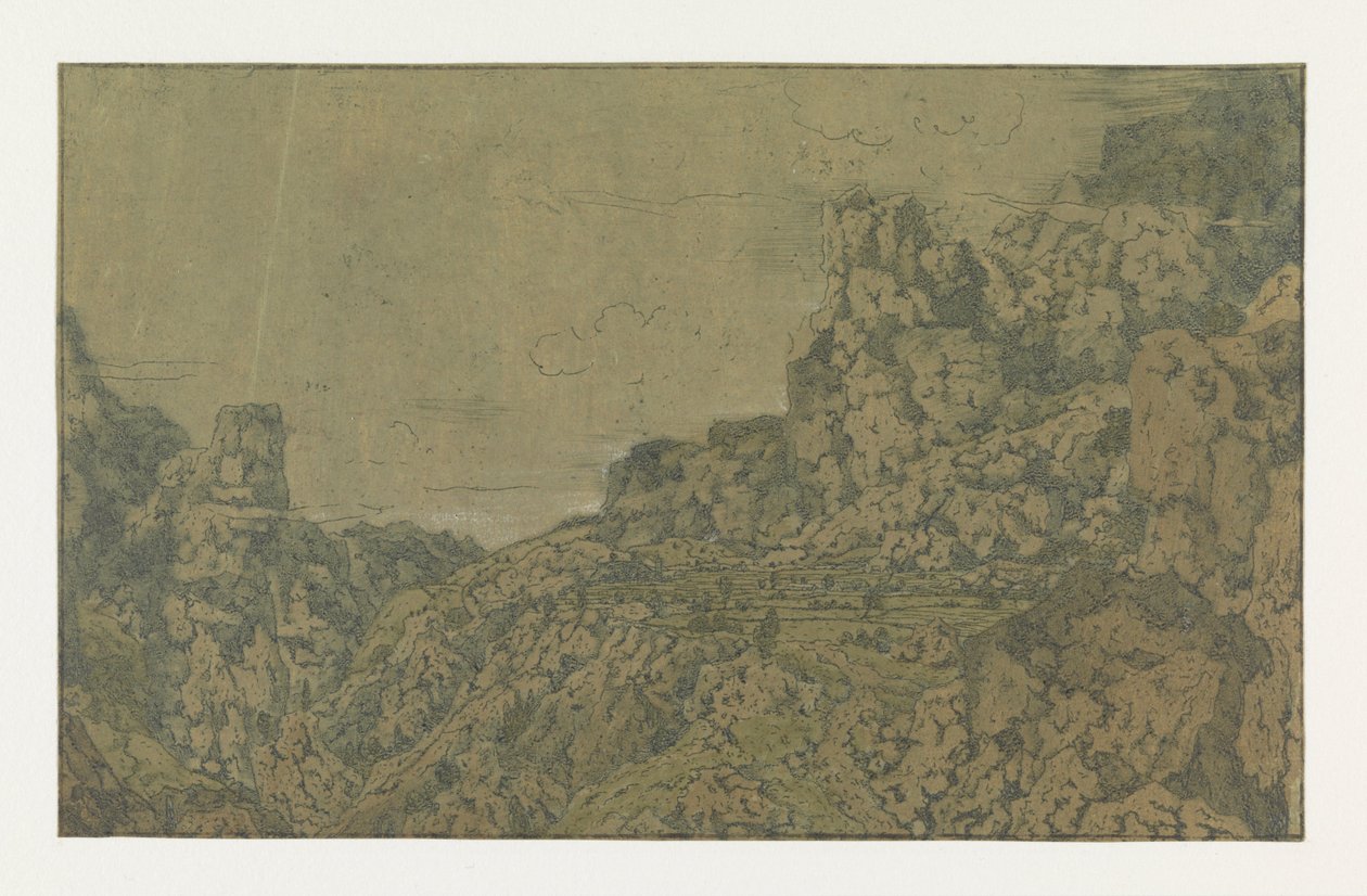 Hegyvidéki táj fennsíkkal, c. 1625-30 alkotó: Hercules Segers