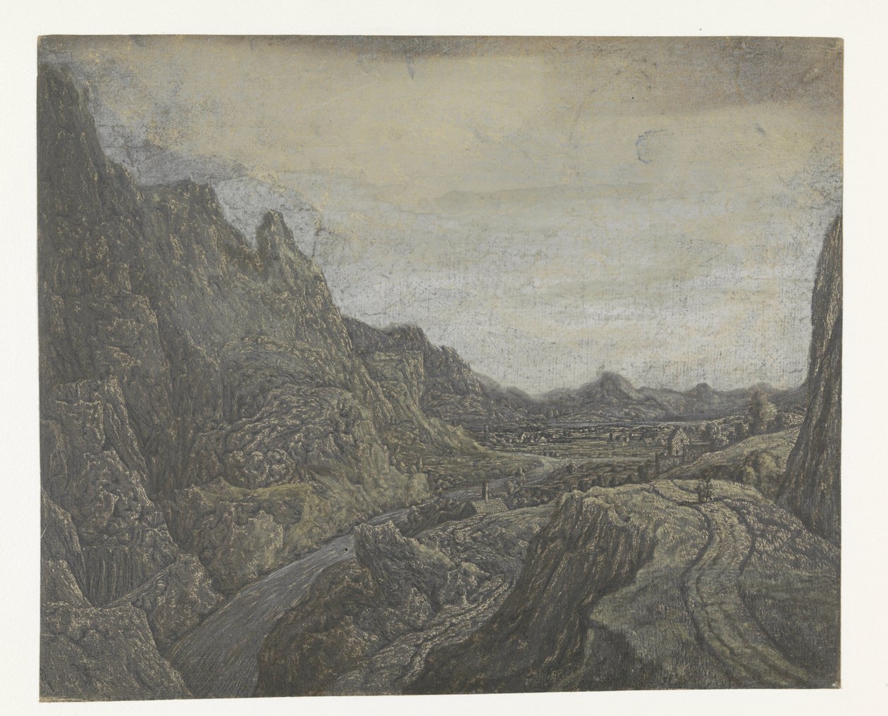 Sziklás táj úttal és folyóval alkotó: Hercules Segers