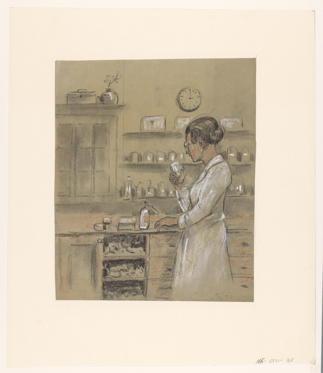 Nő a laboratóriumban alkotó: Herman Heijenbrock (possibly)