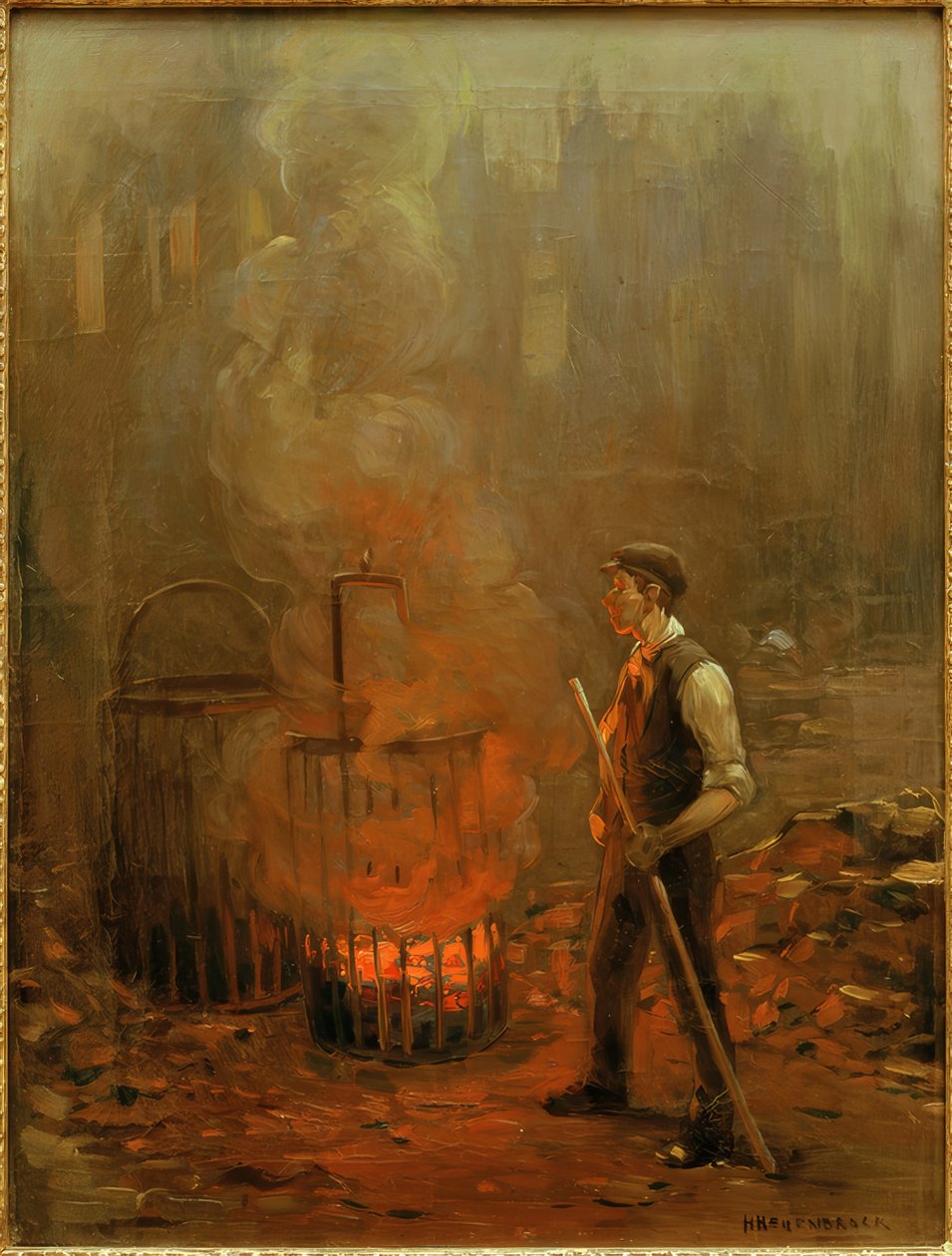 Munkás a széntűzhelynél, Anglia alkotó: Herman Heijenbrock