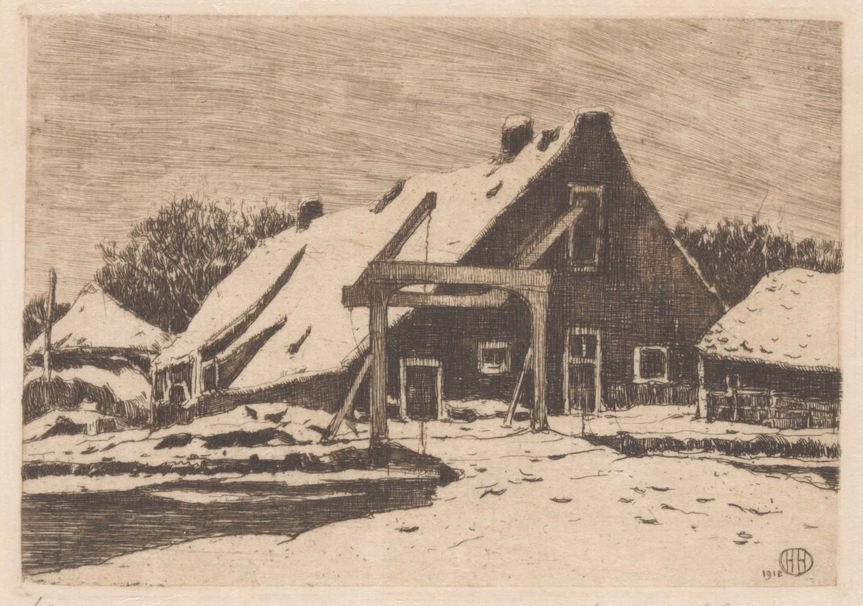 Farm felvonóhíddal alkotó: Herman Heuff (signed by artist)