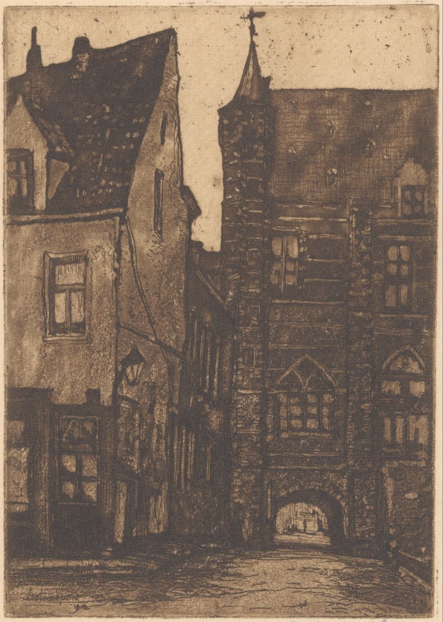 Kilátás a Vleeshuis-ra Antwerpenben alkotó: Herman Heuff (signed by artist)