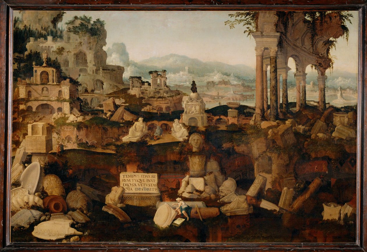 Tájkép antik romokkal ... (festmény vászonra) alkotó: Herman Posthumus