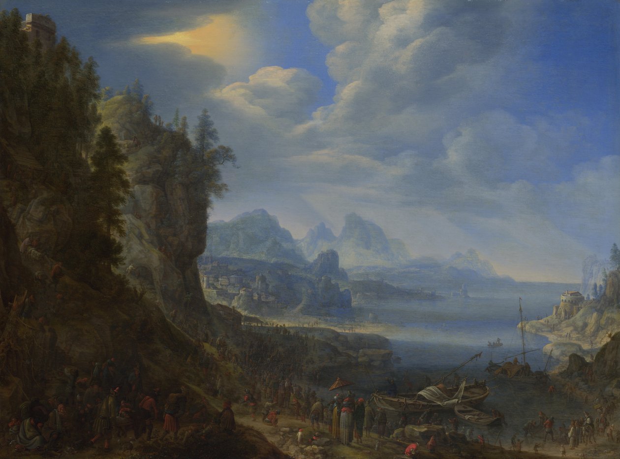 Krisztus tanítása Szent Péter hajóról a Genezáreti tavon, 1667 alkotó: Herman Saftleven
