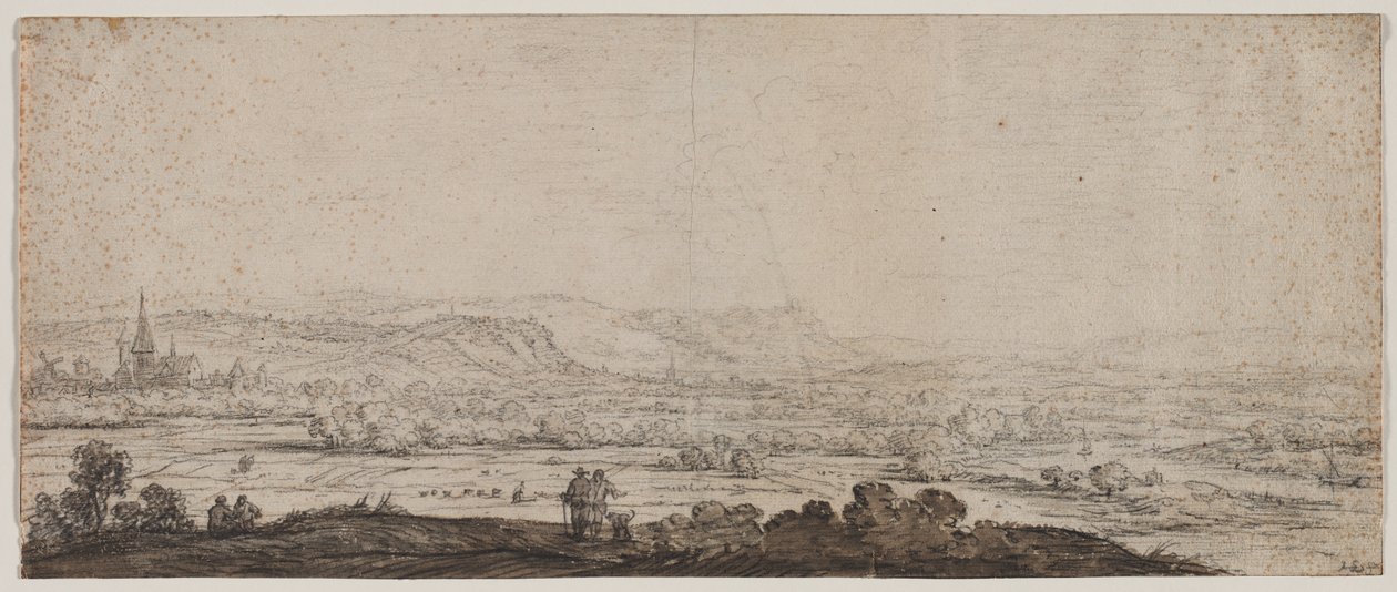 Táj Schenkenschanz faluval, Gelderland, 1600-as évek. alkotó: Herman Saftleven