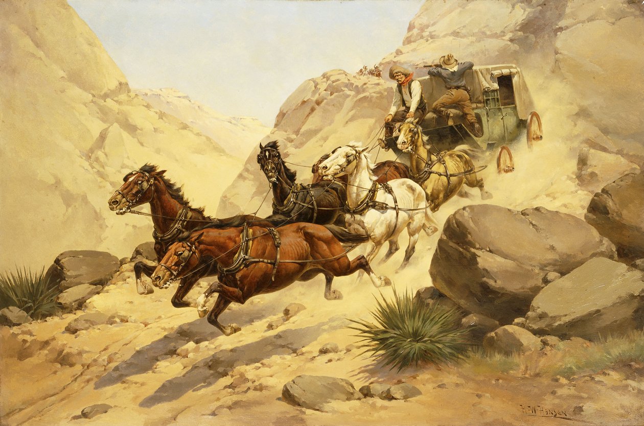 Támadás a Stagecoach ellen, alkotó: Herman Wendleborg Hansen