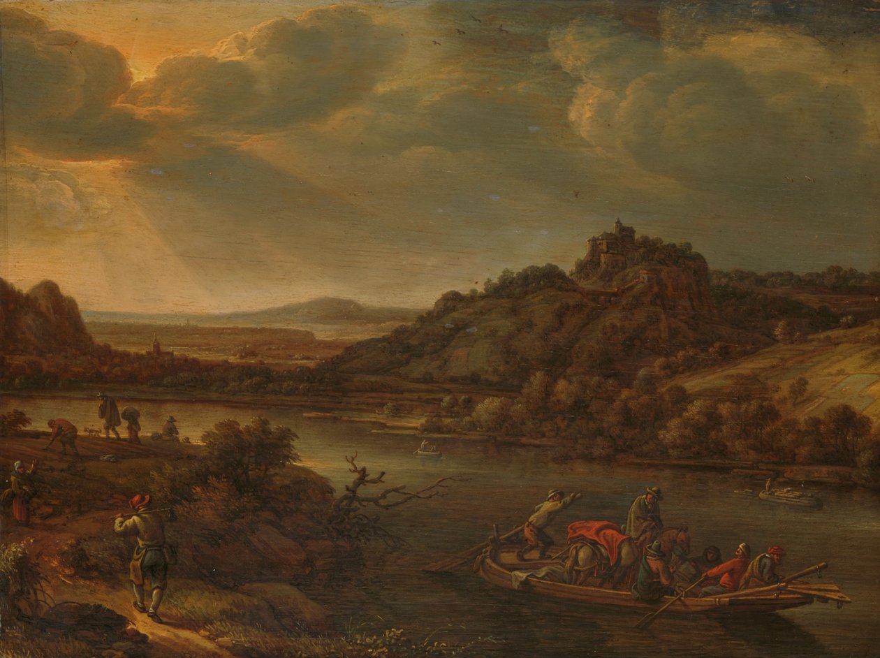 Folyóra néző kilátás komppal alkotó: Herman the Younger Saftleven