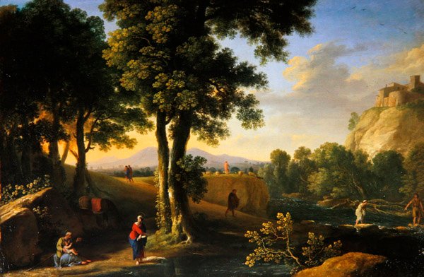 A Szent Család egy tájban, 1640 körül (olaj, vászon) alkotó: Herman van Swanevelt