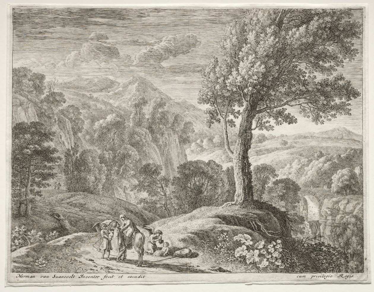 A nagy fa és a vízesés, c. 1652-1654. alkotó: Herman van Swanevelt