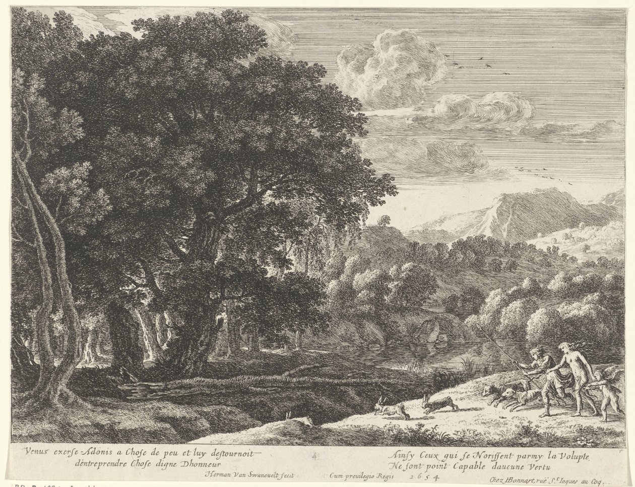 Vénusz és Adonisz a vadászaton Adonis története (sorozat címe) alkotó: Herman van Swanevelt