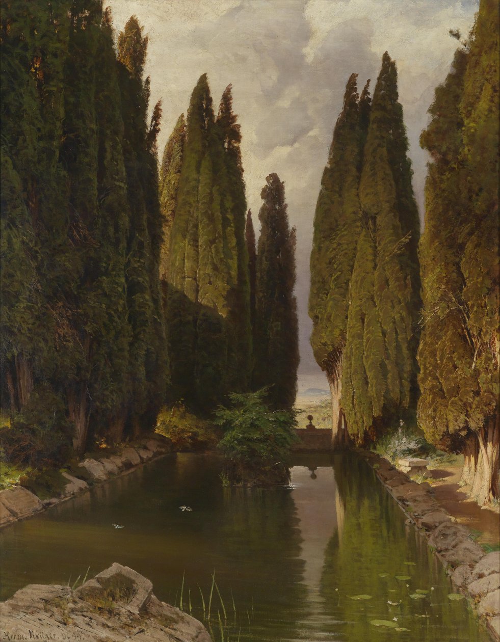 Park Róma közelében, kilátás az Alban -hegyekre alkotó: Hermann August Krüger
