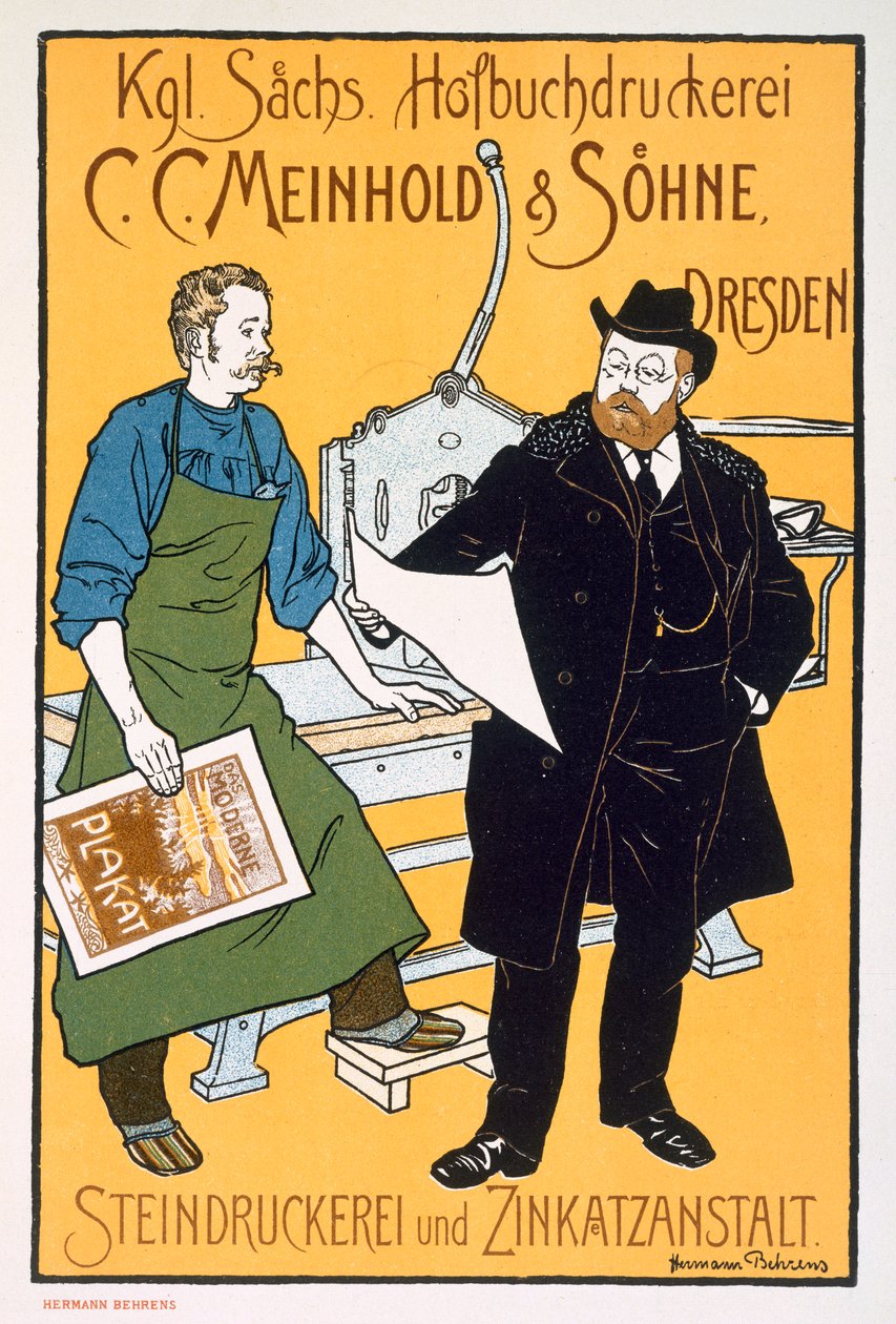 Pster reklám C. C. Meinhold and Sons lithographers, Drezda alkotó: Hermann Behrens