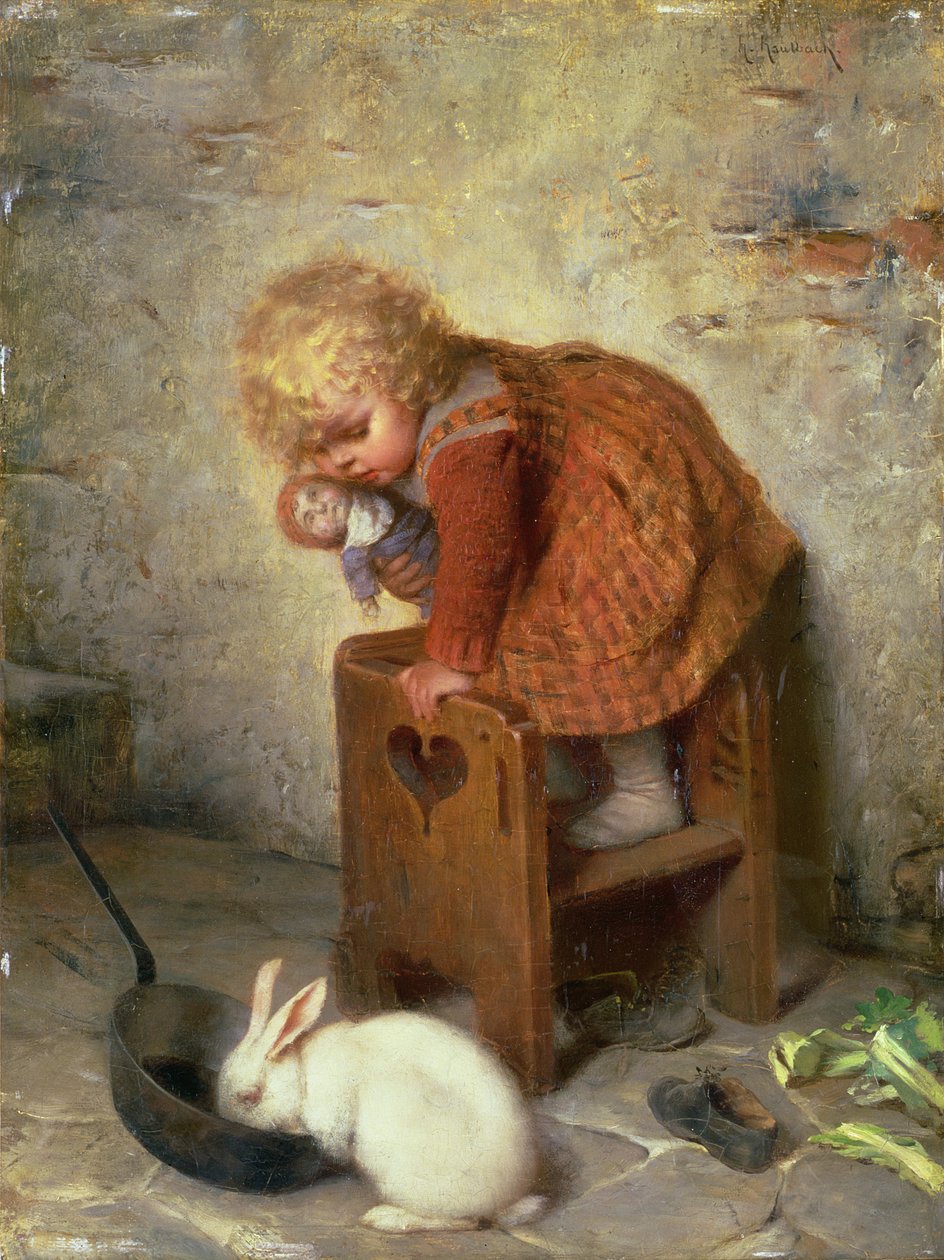 Kislány nyúllal alkotó: Hermann Kaulbach