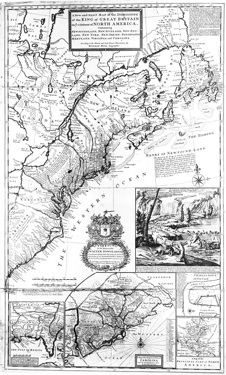 Nagy-Britannia észak-amerikai uralmainak térképe, 1711 alkotó: Hermann Moll