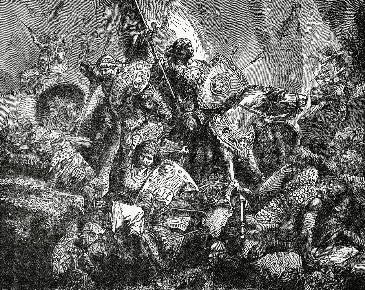 Csata a ronceveaux-i hágóban 778. augusztus 15-én, 1890 körül alkotó: Hermann Vogel