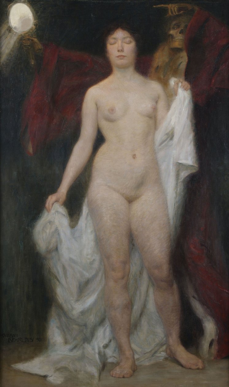 Női akt halállal, mint vanitas allegóriával alkotó: Hermann Behrens