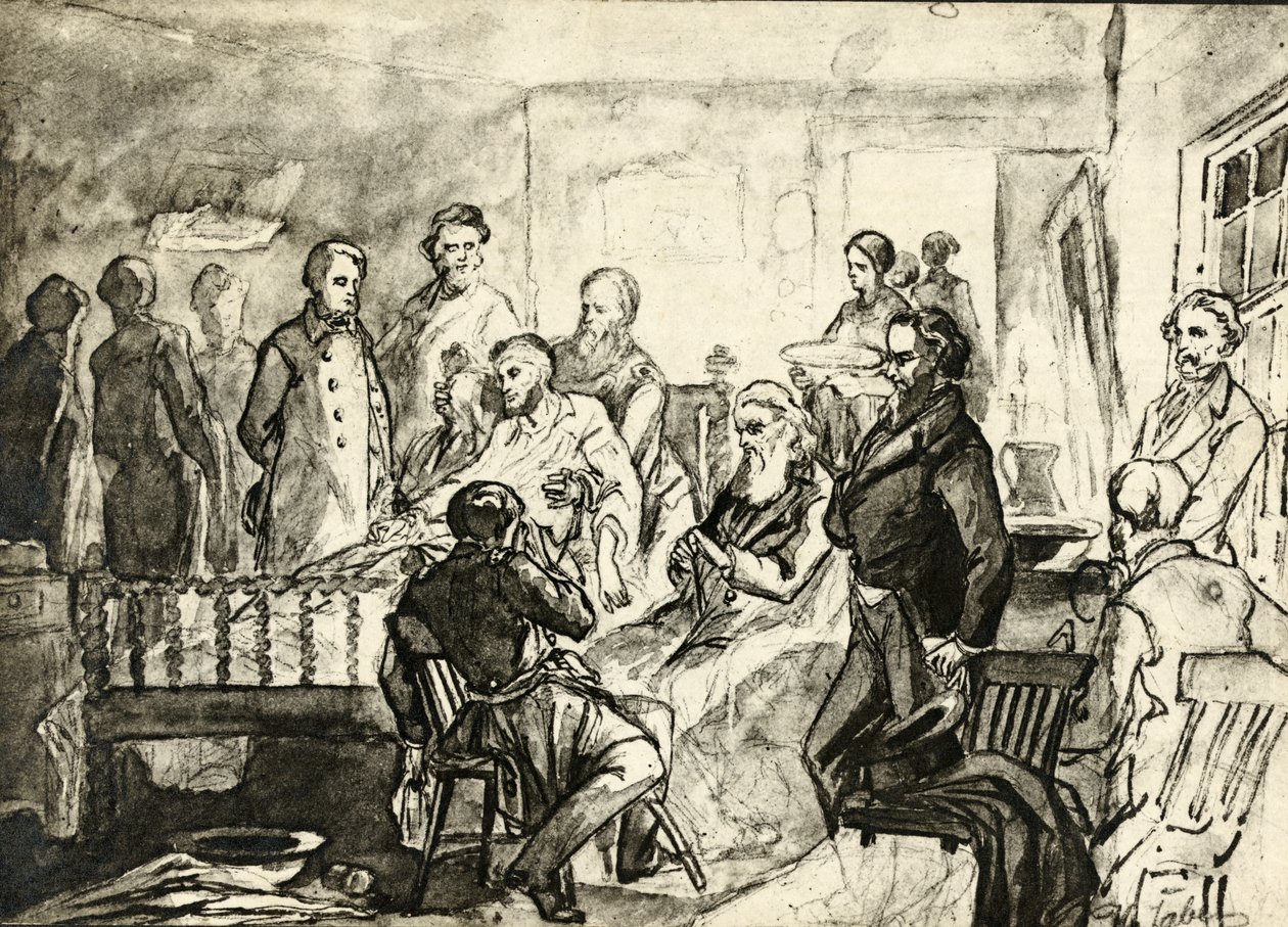 Abraham Lincoln a halálos ágyán, 1865 körül alkotó: Hermann Faber